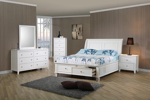 Selena 4-Piece Storage Bedroom Set with Sleigh Headboard Buttermilk Twin image