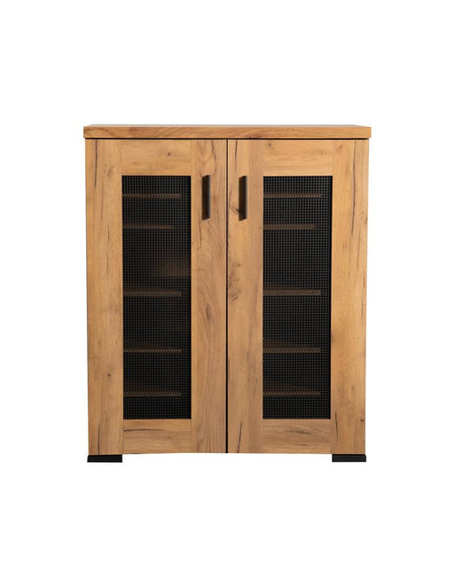 Bristol Metal Mesh Door Accent Cabinet Golden Oak image