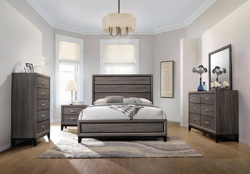 Watson Eastern King Bed Grey Oak and Black