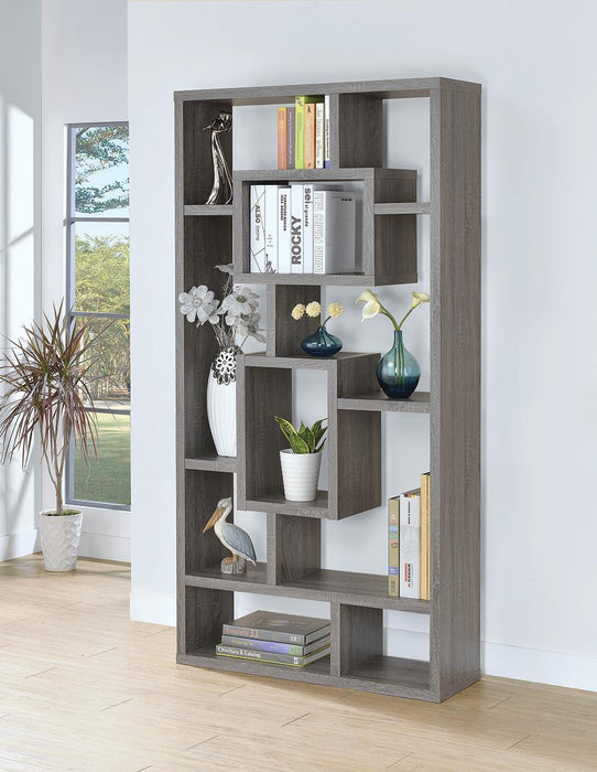 Howie 10-shelf Bookcase Weathered Grey