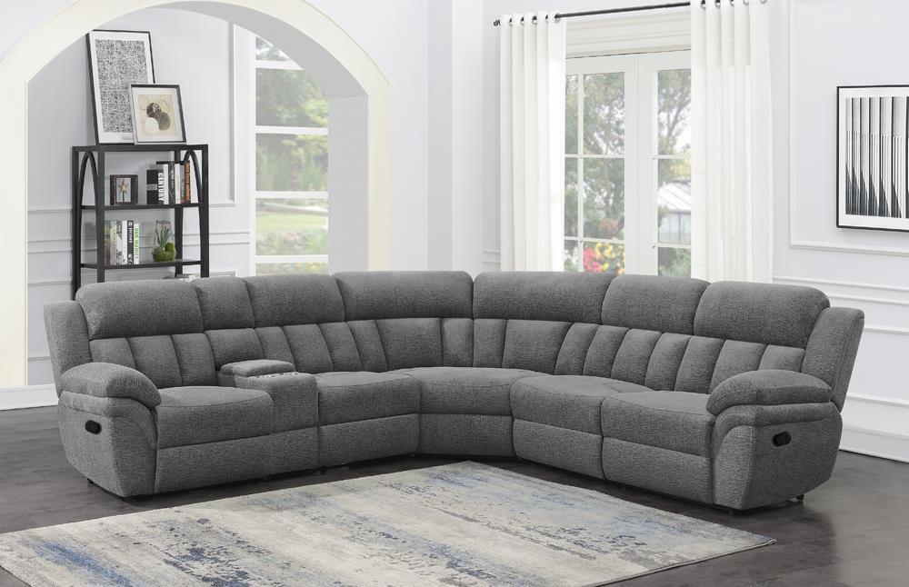 Bahrain 6-piece Upholstered Motion Sectional Charcoal